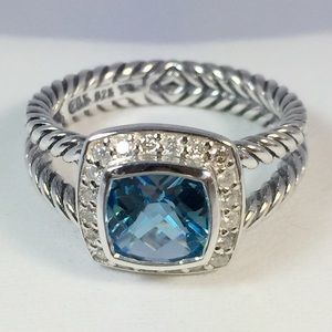 David Yurma 7MM Petite Albion Ring with Blue Topaz