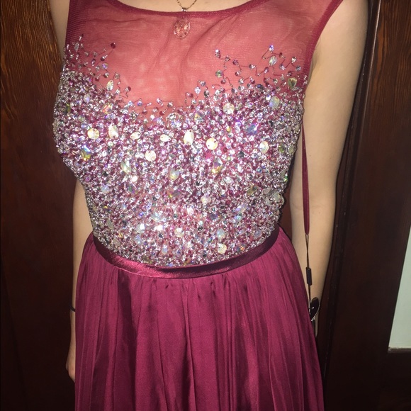 Burgundy Prom Dress - Picture 2 of 3