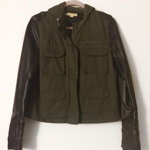 Olive Green / Black Hooded Jacket