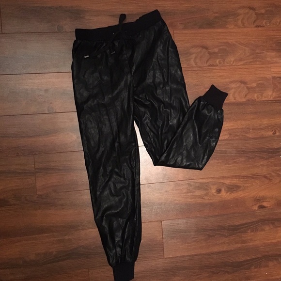 Faux leather joggers