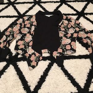 Black and pink floral cropped blazer.