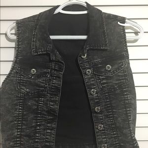 Black Acid Wash Vest