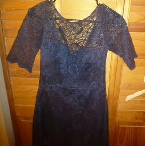 Navy blue lace tea dress
