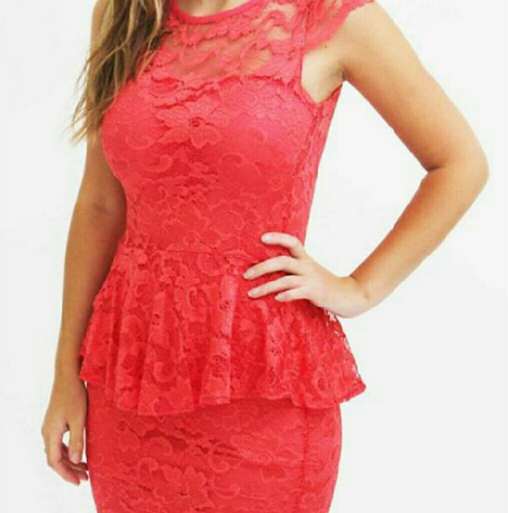 Pink (Salmon colored) mini body con dress - Picture 2 of 2