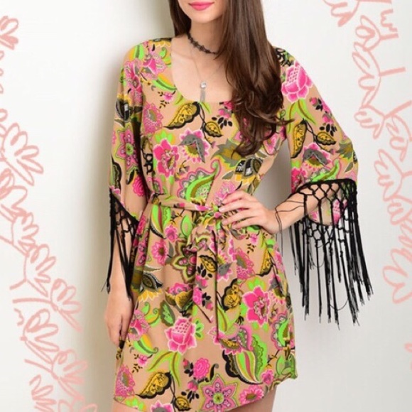 💗🍃 “Free Spirit” Colorful Fringe Dress 🍃💗 - Picture 3 of 3