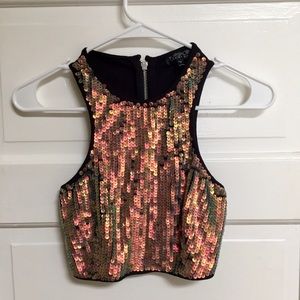 Rose gold Sequin Crop Top