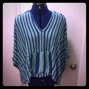 Stacia Striped Poncho with Hood
