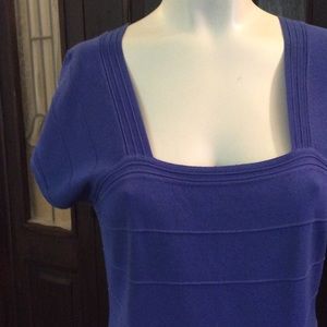 ROYAL BLUE RIBBED LIGHT SWEATER TOP