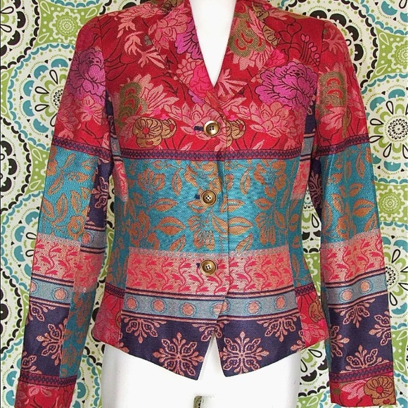 Coldwater creek brocade tapestry jacket blazer