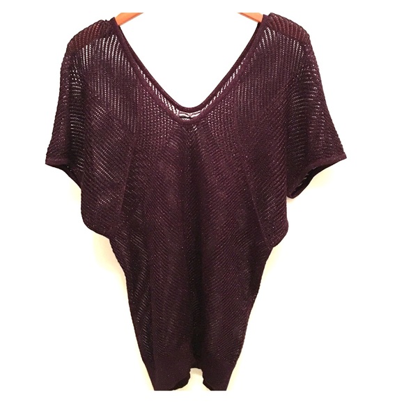 Express eggplant purple glitter knit sweater top