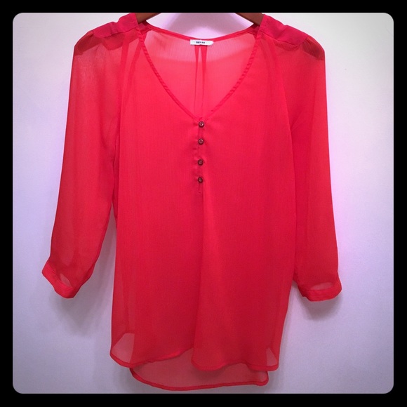 Urban outfitters Coral flowy 3/4 sleeve blouse