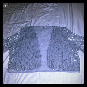 Silver sequin shrug size Large Petite