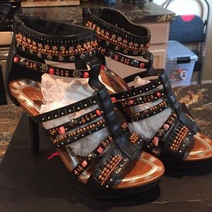 Gladiator Sandals Heel Embellished Size 6.5