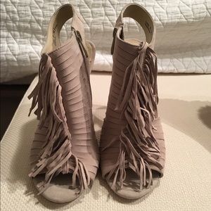 Fringe Open Toe Booties - size 8!