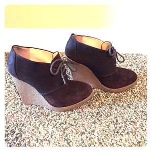 Dark Brown Wedge Booties