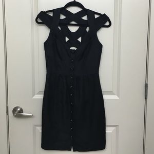 Tracy Reese black cut out dress with button detail