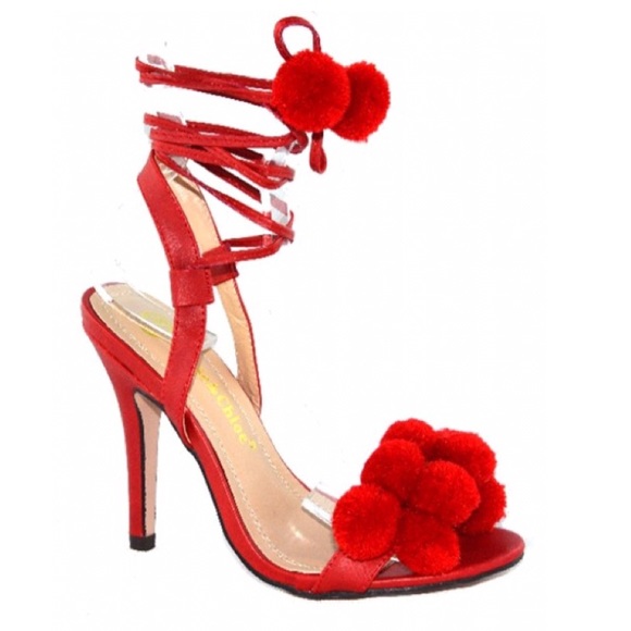 PomPom Tie Up OpenToe Heel