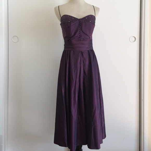 Vintage 1960's Mad Men purple dress gown XS - Picture 1 of 3