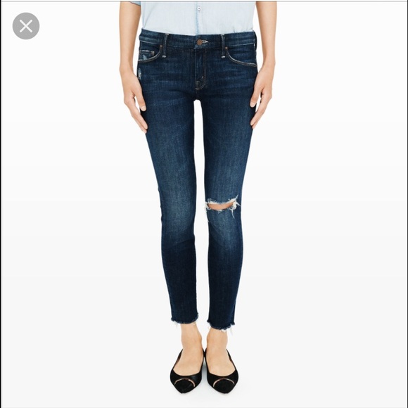 Mother Undone Hem Looker Ankle Denim