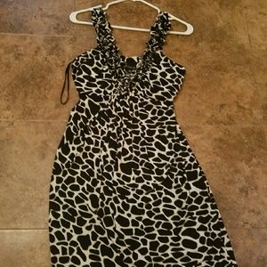 Slimming black and white dress.