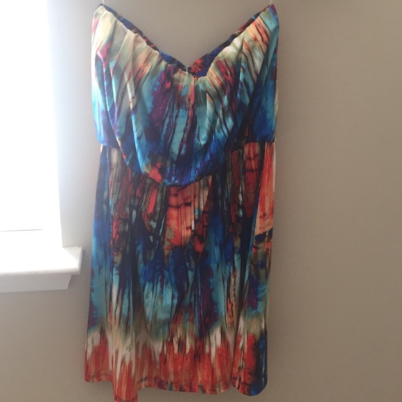 Watercolor strapless summer dress