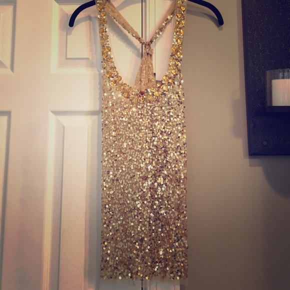 Gold Sequin Tank Top Size M