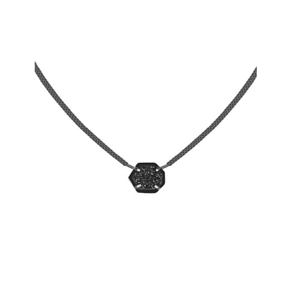 Kendra Scott Mabel necklace black drusy gunmetal