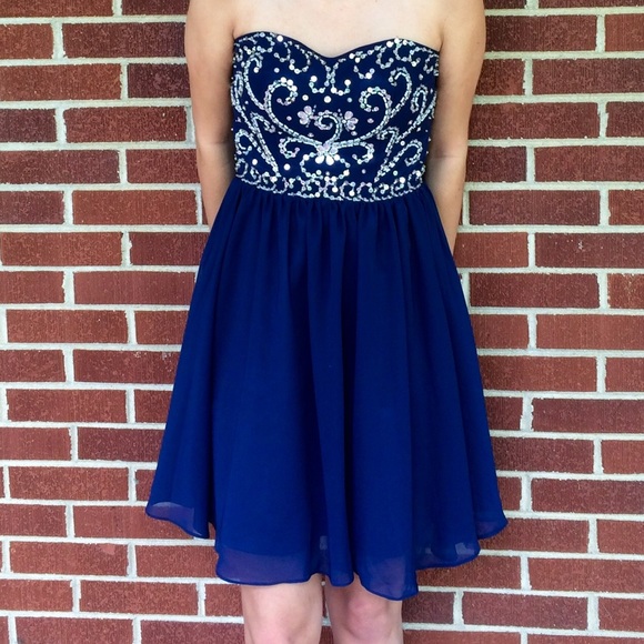 Grace Karin Dresses & Skirts - Navy Blue Strapless Prom Dress 💙