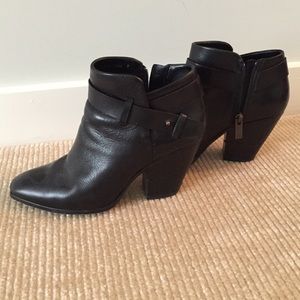 Black leather dolce vita heeled booties