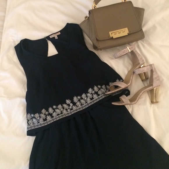 Navy White Leaf Dress