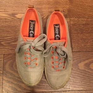 Juicy Couture orange and tan espadrilles