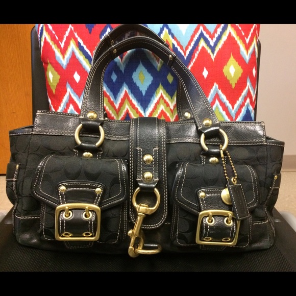 Coach 10341 Black Signature Jacquard Satchel