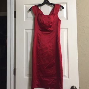 Red satin dress