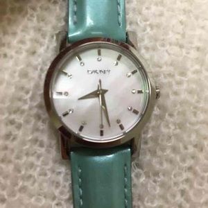 DKNY Aqua patent leather strap watch