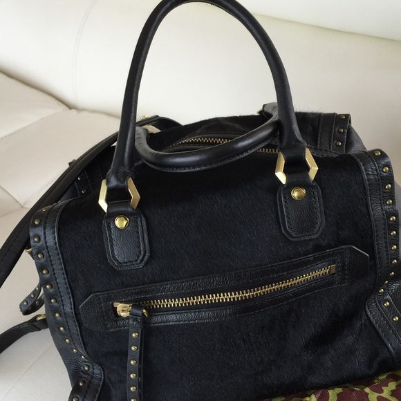 Black leather satchel style bag