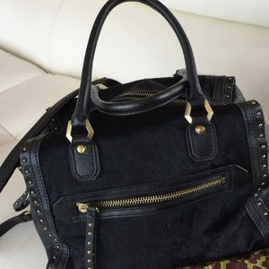 Black leather satchel style bag