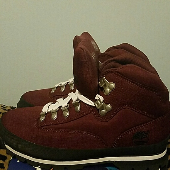Men's burgundy Timbaland boots - Picture 2 of 2
