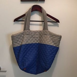 Mz Wallace quilted block blue/gray medium tote