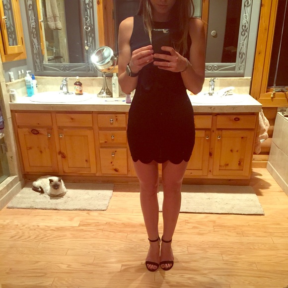 Scalloped Black Mini Dress