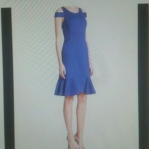 Rebecca Taylor Ponte Off the Shoulder Navy Dress