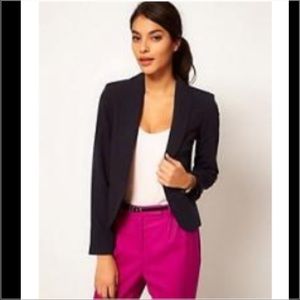 NWT ASOS NAVY BLUE TAILORED BLAZER BUTTON FRONT 4 NWT ASOS NAVY BLUE TAILORED BLAZER BUTTON FRONT 4