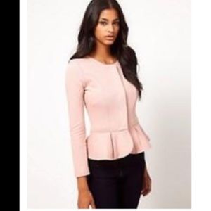 NWT ASOS BLUSH PINK PEPLUM WAIST JACKET BLAZER 4 NWT ASOS BLUSH PINK PEPLUM WAIST JACKET BLAZER 4