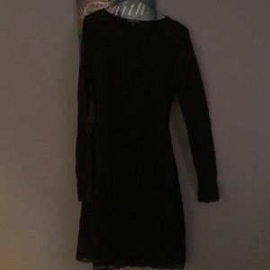 Short black lace cocktail dress