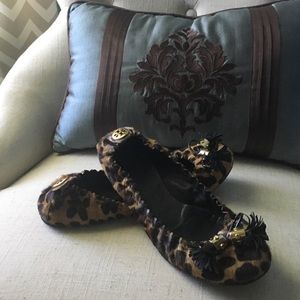 Tory Burch Leopard tassel flats. Size 8.5