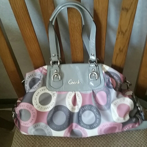 Authentic Coach silky cloth shoulder bag