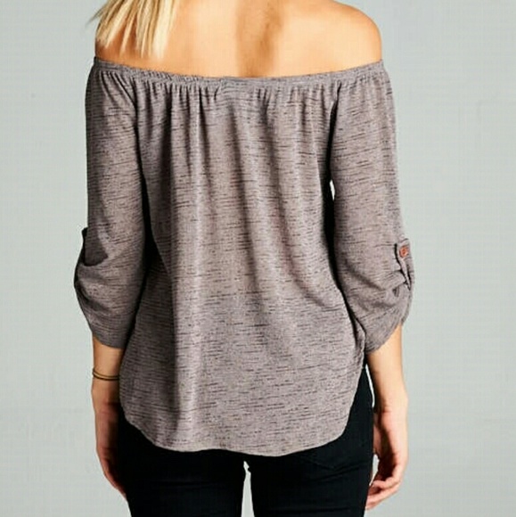 HP🎉LAST 1🎉Mocha Off The Shoulder Knit Top - Picture 2 of 4