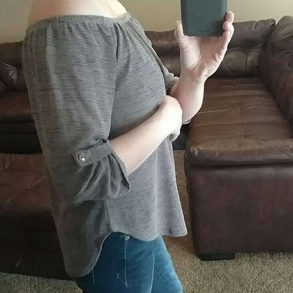 HP🎉LAST 1🎉Mocha Off The Shoulder Knit Top - Picture 4 of 4