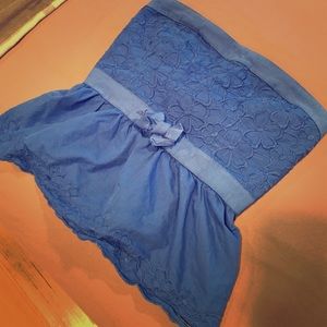 Strapless cinched top