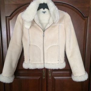 Cream/tan faux suede Bebe coat - size small