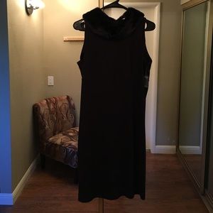 Black fur trim dress